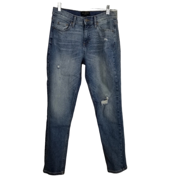 Banana Republic Girlfriend Jean Size 26 Medium Wash High Rise Distressed Womens - Picture 1 of 7